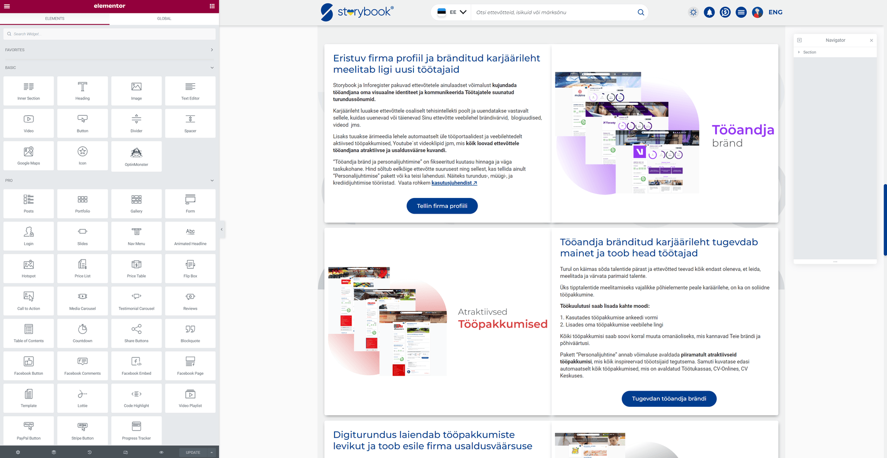 Storybook website page